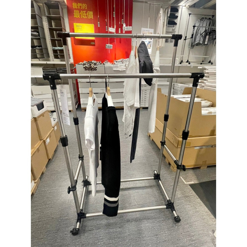 【竹代購】IKEA宜家家居 OLEBY ㄇ型吊衣架 可調式 多功能掛衣架 吊衣桿 曬衣架 掛衣桿 附滾輪 衣帽架 吊衣架-細節圖11