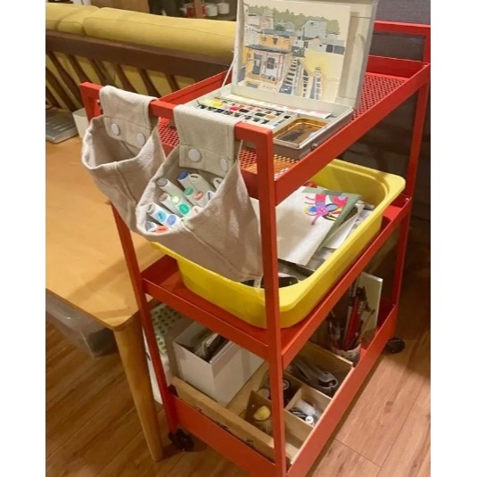 【竹代購】IKEA宜家家居 NEREBY 懸掛式收納袋 居家收納袋 客廳收納袋 棉麻袋 掛袋 床邊收納 帆布收納袋-細節圖3