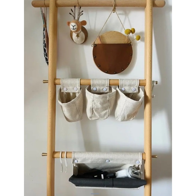 【竹代購】IKEA宜家家居 NEREBY 懸掛式收納袋 居家收納袋 客廳收納袋 棉麻袋 掛袋 床邊收納 帆布收納袋-細節圖4