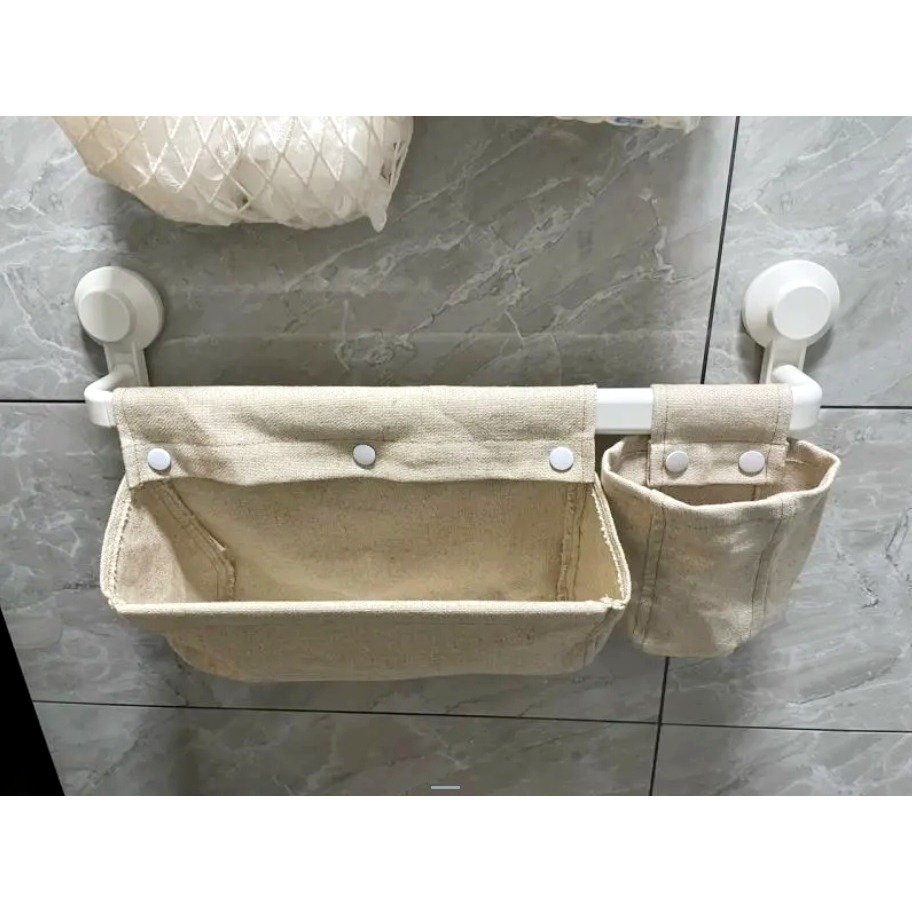 【竹代購】IKEA宜家家居 NEREBY 懸掛式收納袋 居家收納袋 客廳收納袋 棉麻袋 掛袋 床邊收納 帆布收納袋-細節圖5