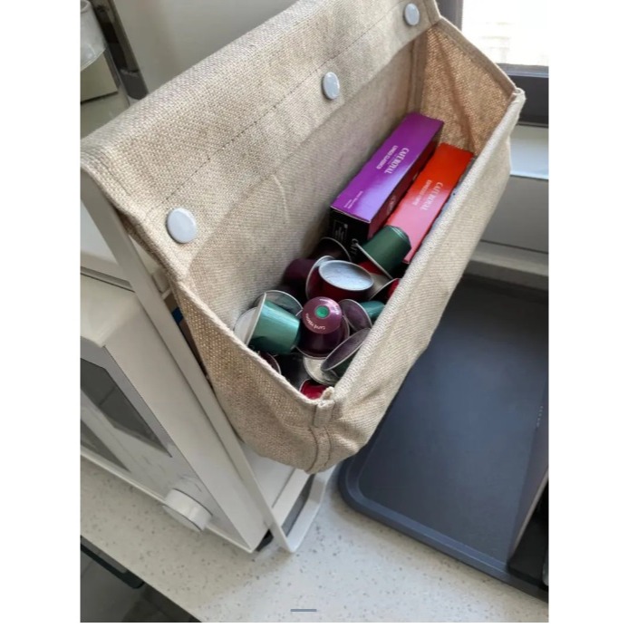 【竹代購】IKEA宜家家居 NEREBY 懸掛式收納袋 居家收納袋 客廳收納袋 棉麻袋 掛袋 床邊收納 帆布收納袋-細節圖7
