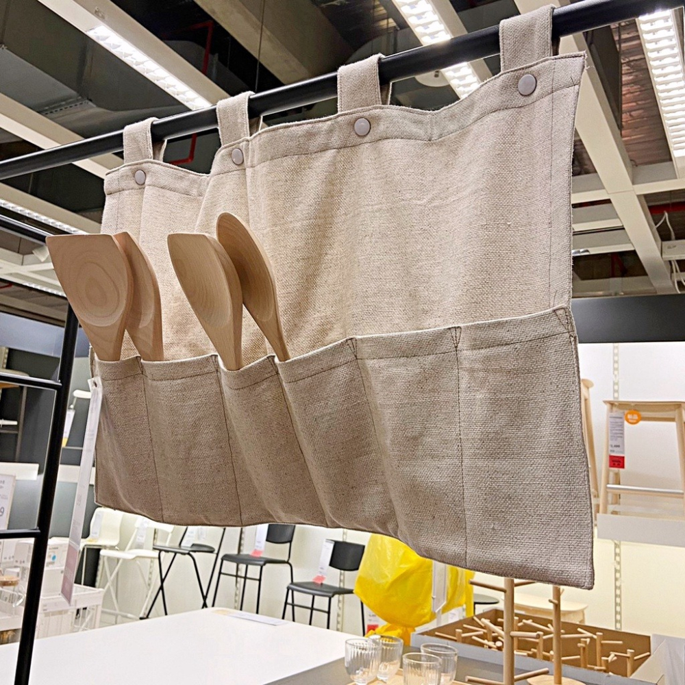 【竹代購】IKEA宜家家居 NEREBY 懸掛式收納袋 居家收納袋 客廳收納袋 棉麻袋 掛袋 床邊收納 帆布收納袋-細節圖8