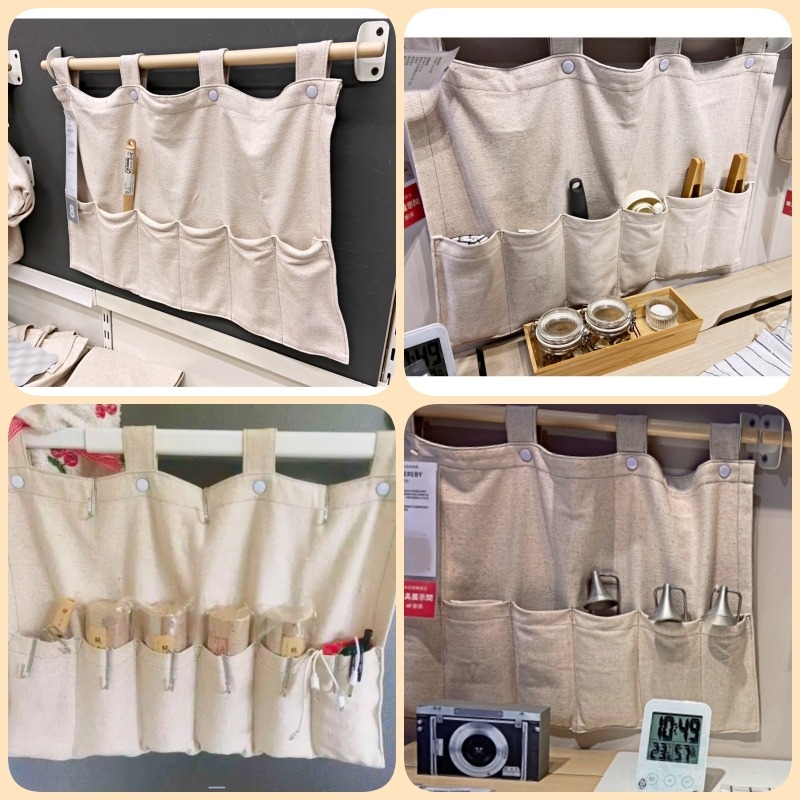 【竹代購】IKEA宜家家居 NEREBY 懸掛式收納袋 居家收納袋 客廳收納袋 棉麻袋 掛袋 床邊收納 帆布收納袋-細節圖10