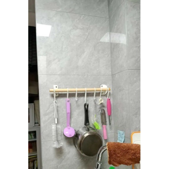 【竹代購】 IKEA宜家家居 NEREBY 壁掛桿 掛勾架 牆壁掛桿 掛桿 毛巾架 木質掛架 牆壁掛架 置物架 質感掛桿-細節圖3