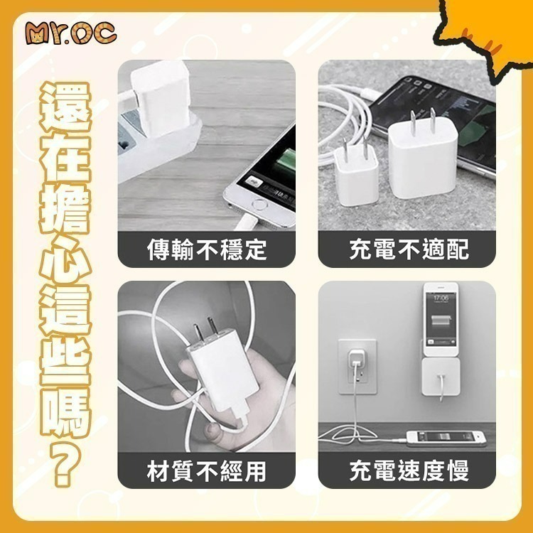 【限時購】Mr.OC 65W 氮化鎵 1A1C 雙孔折疊快速充電器+60W雙Type-C編織線1m-細節圖3