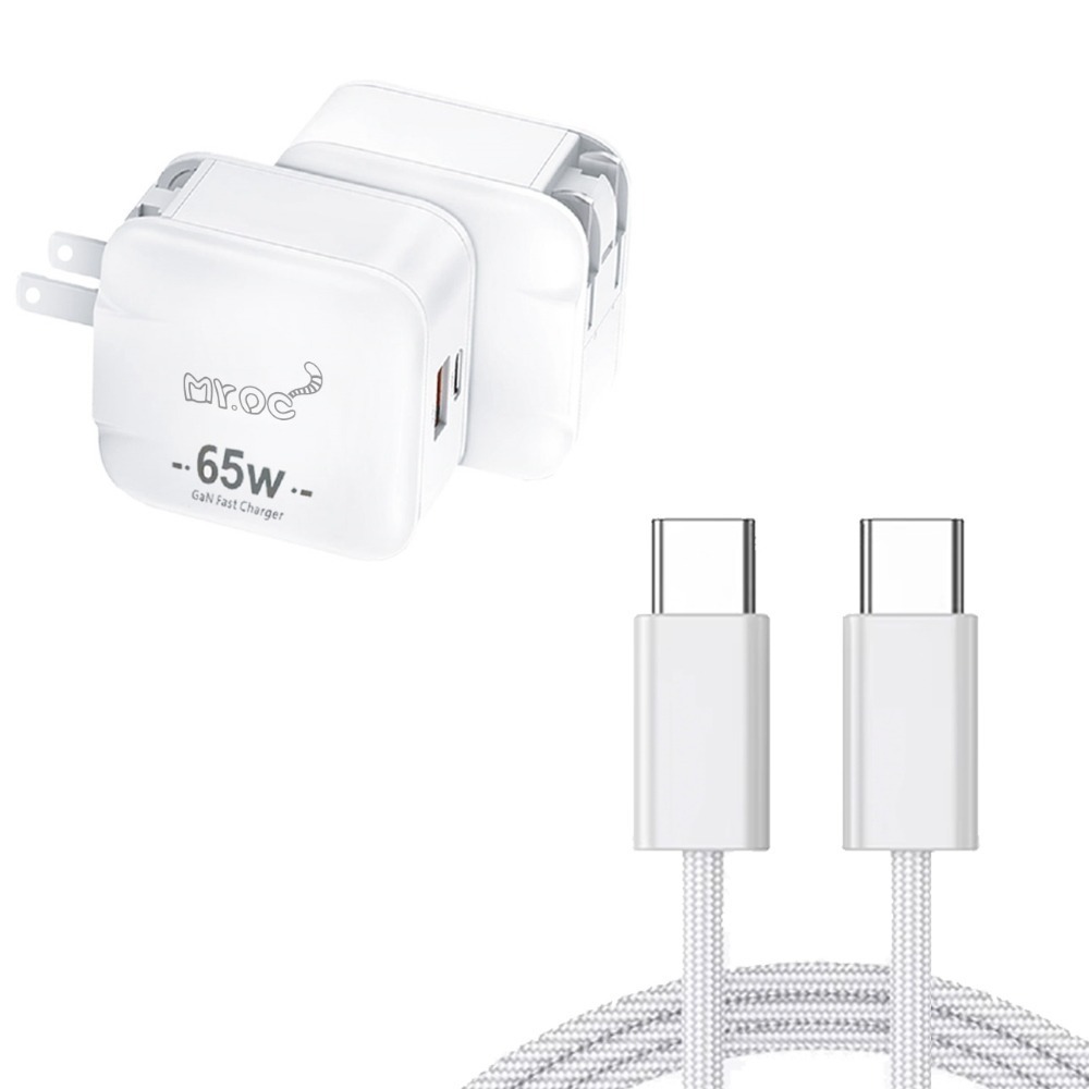 【限時購】Mr.OC 65W 氮化鎵 1A1C 雙孔折疊快速充電器+60W雙Type-C編織線1m-規格圖10