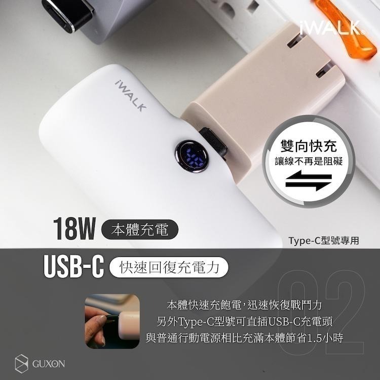 iWALK PRO 閃充直插式行動電源 數位顯示 第五代 口袋電源 口袋寶 移動電源 5代 輕小 適用蘋果 Type-C-細節圖9