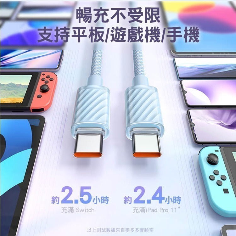 Mcdodo 麥多多 晶體系列 雙Type-C 100W USB-A to Type-C 6A  透明數據充電線 快充線-細節圖6