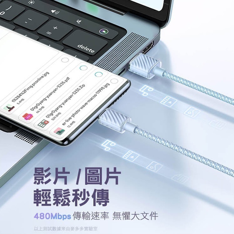 Mcdodo 麥多多 晶體系列 雙Type-C 100W USB-A to Type-C 6A  透明數據充電線 快充線-細節圖9