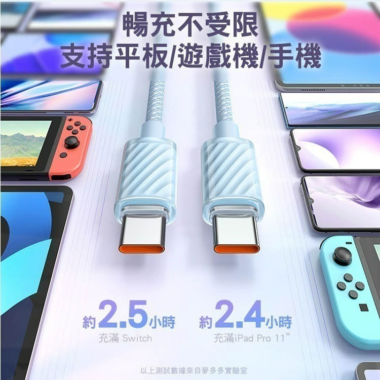 Mcdodo 麥多多 晶體系列 雙Type-C 100W USB-A to Type-C 6A  透明數據充電線 快充線-細節圖6