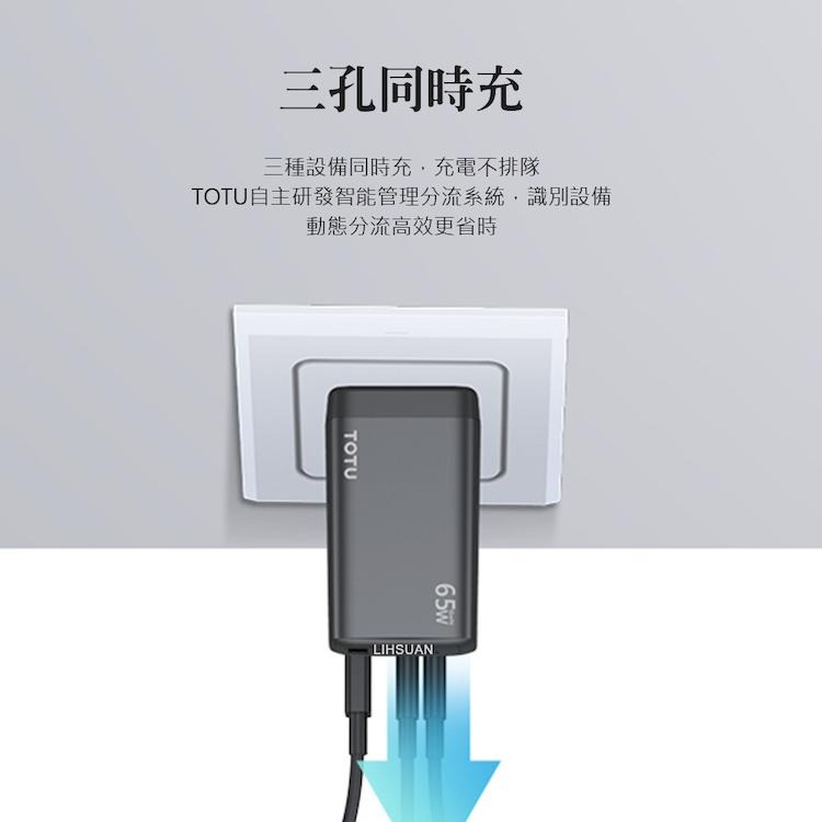 TOTU 拓途 閃速系列 三孔 GaN 65W 氮化鎵充電器-細節圖5