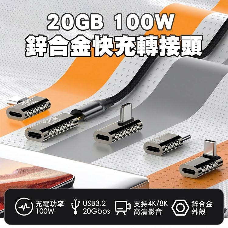 【SHOWHAN】鋅合金 20GBps 100W C母轉C公 快充轉接頭 公母轉接頭-細節圖2