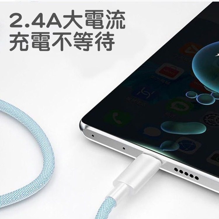 SHOWHAN 馬卡龍編織 充電線 適用 安卓 Type-C 蘋果 20W PD快充 2.4A 充電線適用iPhone-細節圖4