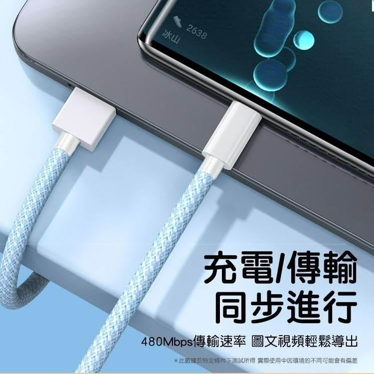 SHOWHAN 馬卡龍編織 充電線 適用 安卓 Type-C 蘋果 20W PD快充 2.4A 充電線適用iPhone-細節圖8