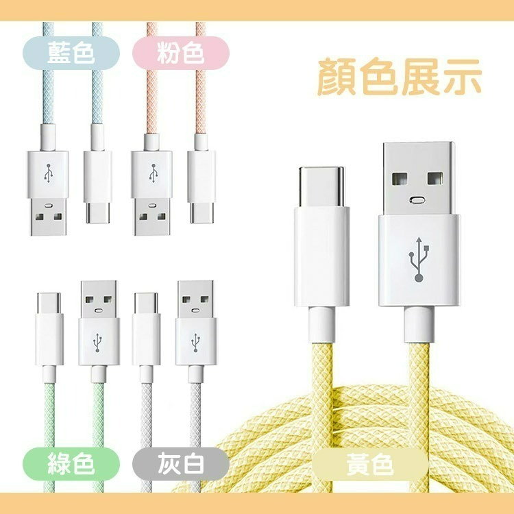 SHOWHAN 馬卡龍編織 充電線 適用 安卓 Type-C 蘋果 20W PD快充 2.4A 充電線適用iPhone-細節圖9