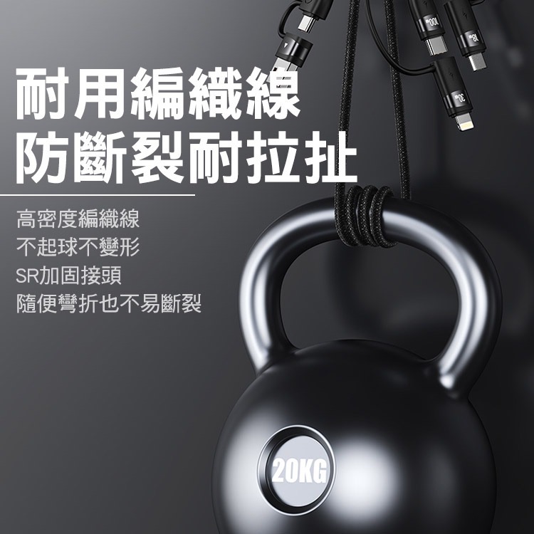 USAMS PD 100W USB+Type-C to Type-C+蘋果+Micro 快充線 傳輸線-細節圖5