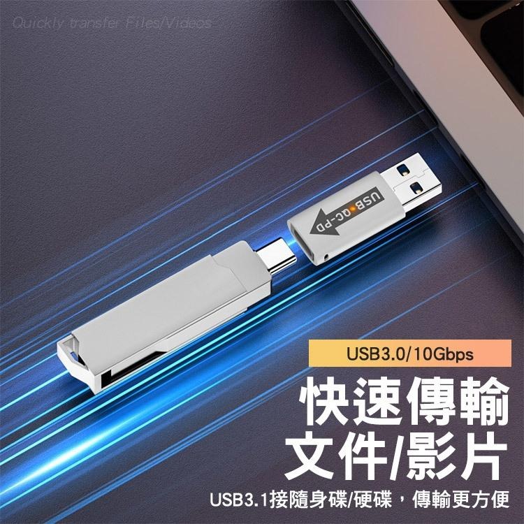 SHOWHAN 鋁合金轉接頭 USB-A QC轉PD Type-C 10Gbps USB3.0 兼容QC4.0 充電傳輸-細節圖6