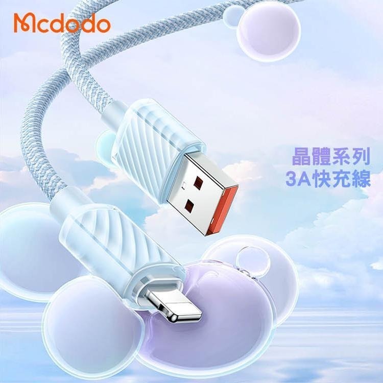 Mcdodo 麥多多 晶體系列 USB-A to 平果 Type-C to 平果 PD快充 透明數據充電線1.2M-細節圖2