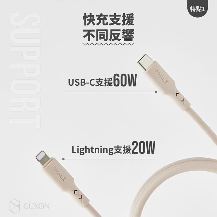 iWALK  液態矽膠 玩色 PD 20W Type-C to 蘋果 快充線 充電線 適用 iPhone-細節圖9