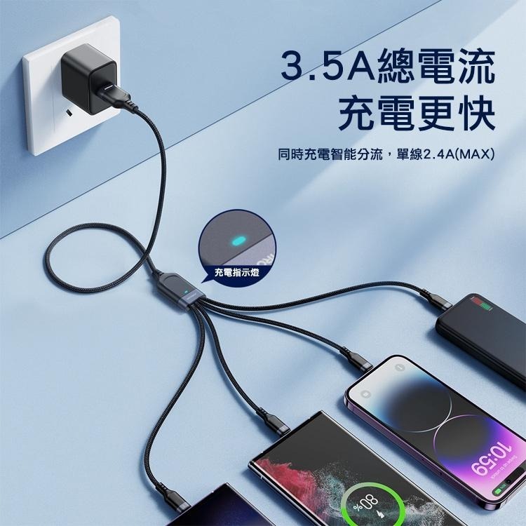 JOYROOM 倍途系列 3.5A 一拖四充電線 USB-A to L+L+C+M/ C+C+L+M 安卓 Type-C-細節圖3