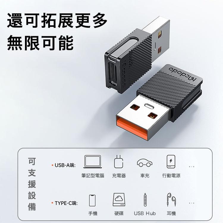 Mcdodo 酷睿系列 USB-A USB2.0 轉接頭 TypeC 超級快充 5A 轉換頭-細節圖7