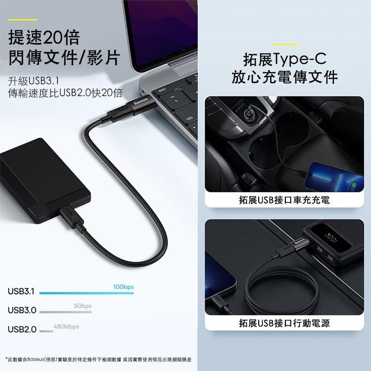 倍思 USB 3.1 高速傳輸轉接頭 精巧系列 TypeC 轉 USB 轉換頭 轉接頭 升級 10Gbps-細節圖7