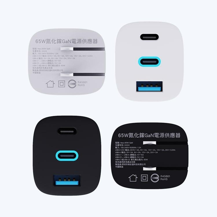 黑科技 65W GaN 氮化鎵 智慧三孔電源供應器 充電器 快充 PD充電器 1A2C-細節圖9