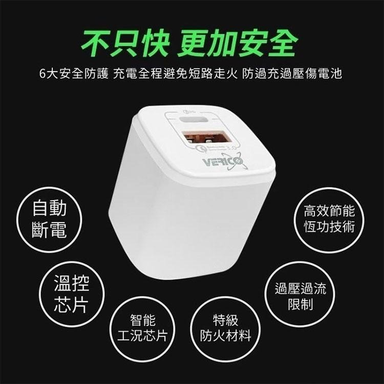 VERICO 小方磚 超迷你 20W PD3.0+QC3.0 1A1C 雙孔快速充電器 台灣BSMI認證 PD快充-細節圖2