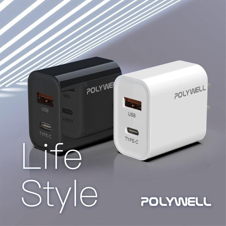 POLYWELL PD雙孔快充頭 20W Type-C充電頭 充電器 豆腐頭 適用於蘋果iPhone 寶利威爾 台灣現貨-細節圖3