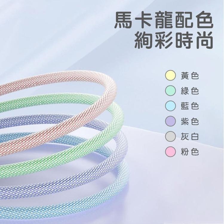 SHOWHAN 66W 快充 馬卡龍編織 USB-A to 一分三 充電線 1.2M 一拖三充電線-細節圖3