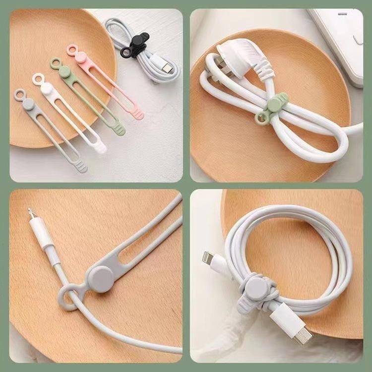 SHOWHAN 矽膠鈕扣型理線器 整線 捲線 繞線 綁線 固定 適用手機充電線 耳機線收納 多功能矽膠束線帶-細節圖9