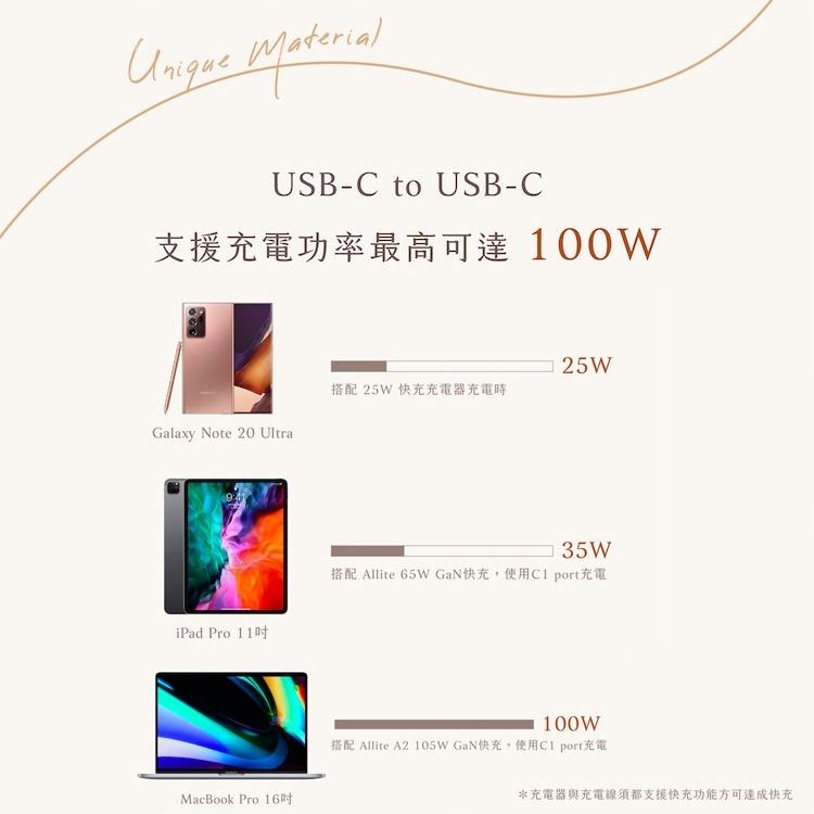 Allite 液態矽膠充電線 USB-C to USB-C 1.5M 100W 充電線 液態矽膠 台灣現貨-細節圖9