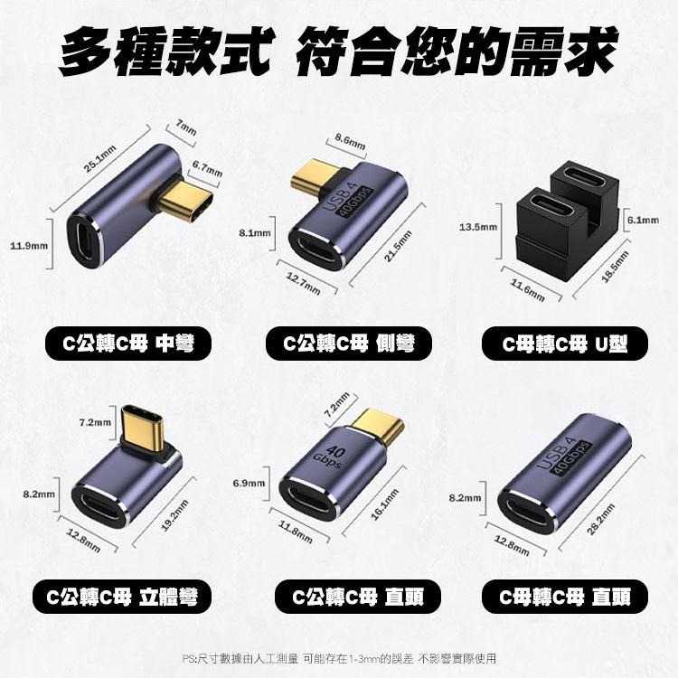 【SHOWHAN】USB4 40GBps Type-C C公轉C母 轉接頭 母對母 公轉母 適用 手機轉接 mac 筆電-細節圖5
