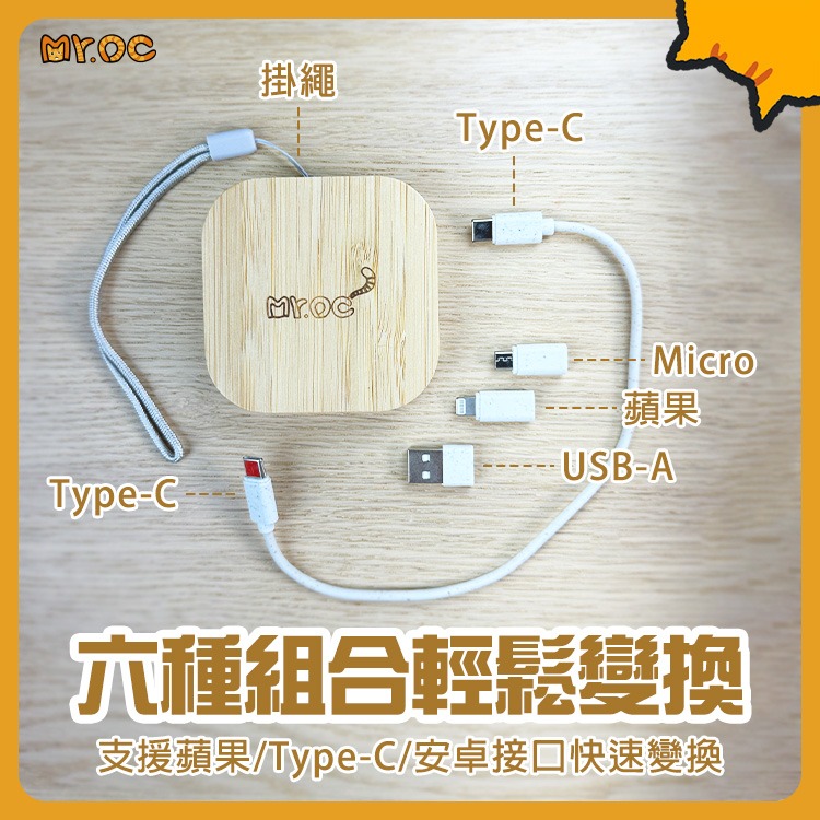 Mr.OC 橘貓先生 方形木紋旅遊隨行60W 六合一快充組及收納盒-細節圖4