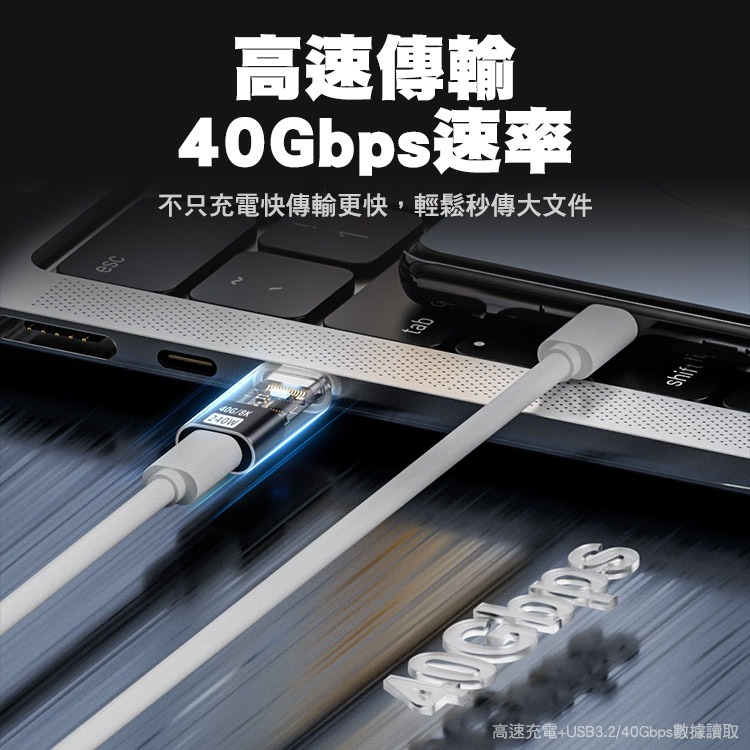 SHOWHAN 半透明轉接頭 帶指示燈 240W 40Gbps Type-C公轉母 35WTC公轉平果母 TC母轉平果公-細節圖4