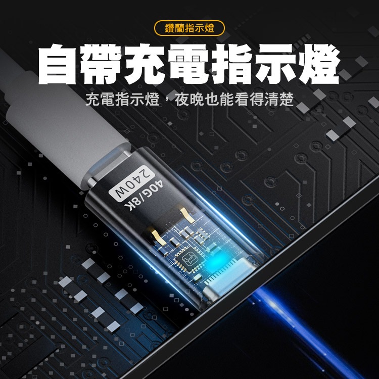 SHOWHAN 半透明轉接頭 帶指示燈 240W 40Gbps Type-C公轉母 35WTC公轉平果母 TC母轉平果公-細節圖5