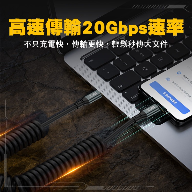 【SHOWHAN】 全功能 8K 100W 20GBps彈簧PD快充線USB3.1-細節圖4