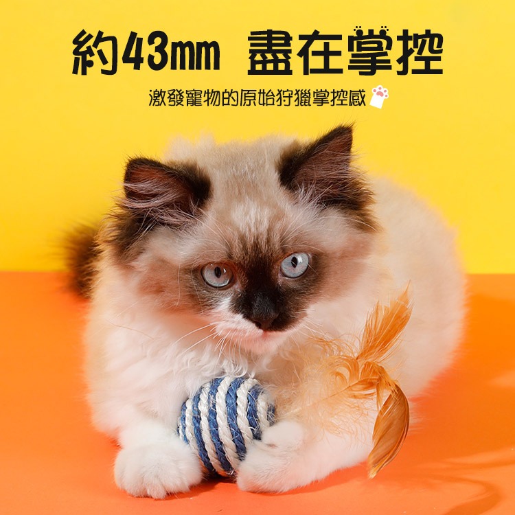 【SHOWHAN】寵物劍麻羽毛球 貓咪玩具  顏色隨機出貨 (4.3cm) 磨爪 寵物玩具-細節圖4