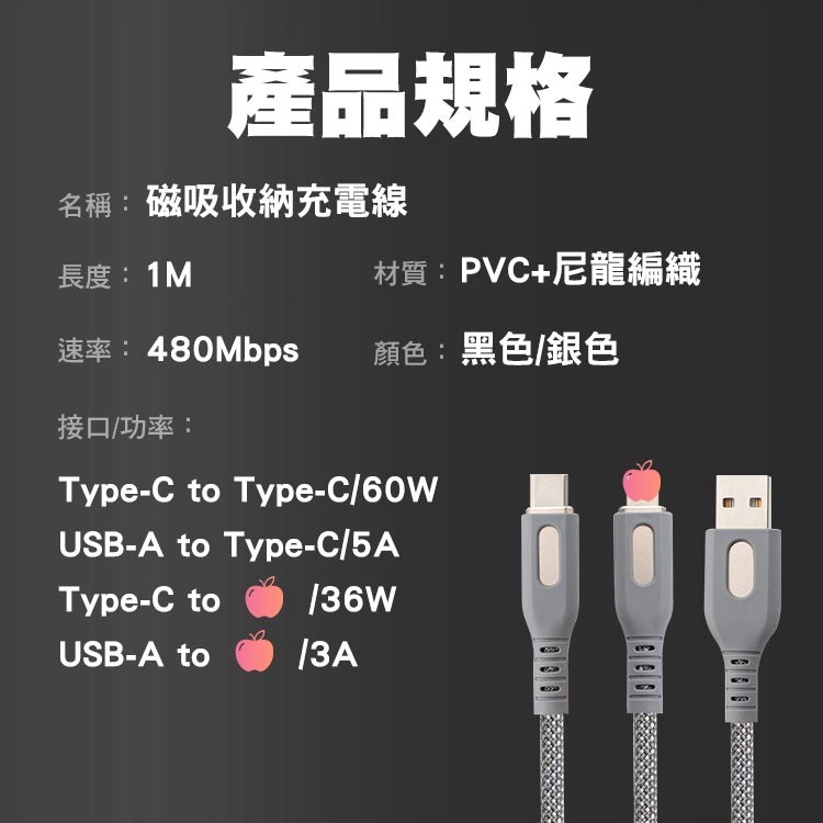 【SHOWHAN】磁吸收納快充線-1M-細節圖11