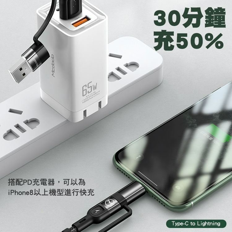 Mcdodo 麥多多 百合系列 四合一 60W PD編織快充線-1.2M-細節圖5