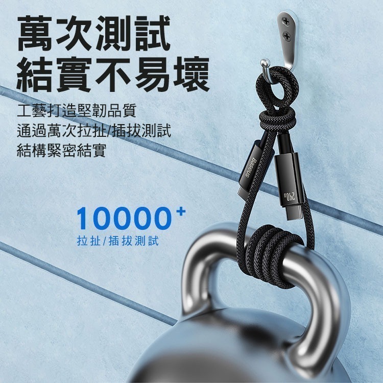 Baseus倍思 鎢金系列 Type-C to Type-C 240W 鋅合金編織快充線-細節圖9