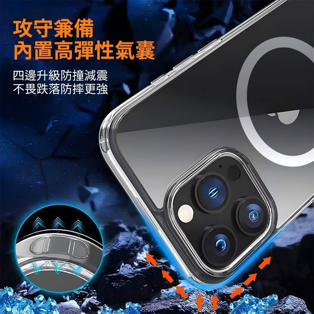 【SHOWHAN】iPhone 17/16全系列 四角強化TPU矽膠+PC背板氣囊防摔空壓殼-磁吸款-細節圖4
