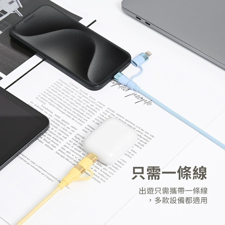 【7-ELEVEN 門市團購】馬卡龍 四合一 PD編織快充線 60W充電線-細節圖9