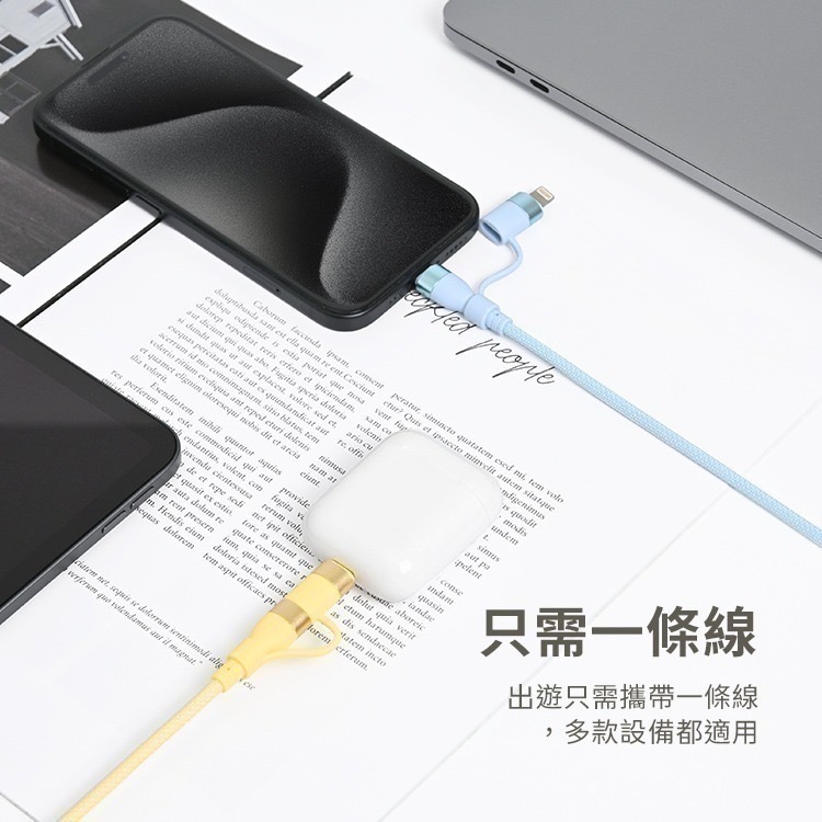 【7-ELEVEN 門市團購】馬卡龍 四合一 PD編織快充線 60W充電線-細節圖9