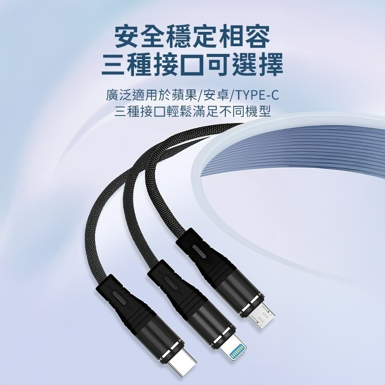 SHOWHAN 新款 PD 100W二拖三編織快充充電線1.2m-細節圖4