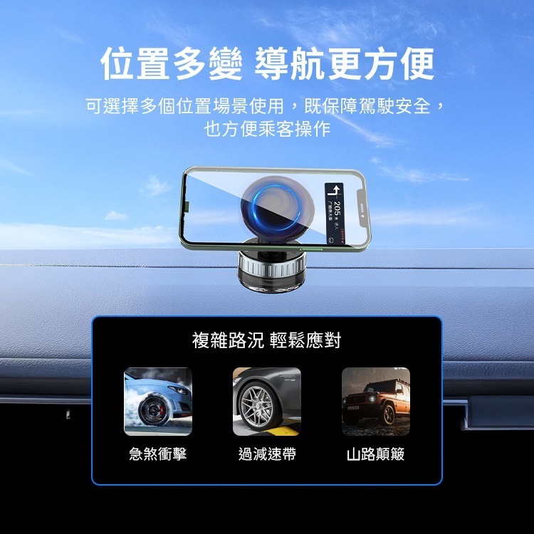 SHOWHAN 吸盤磁吸車載支架手機支架CCT26-黑色-細節圖9
