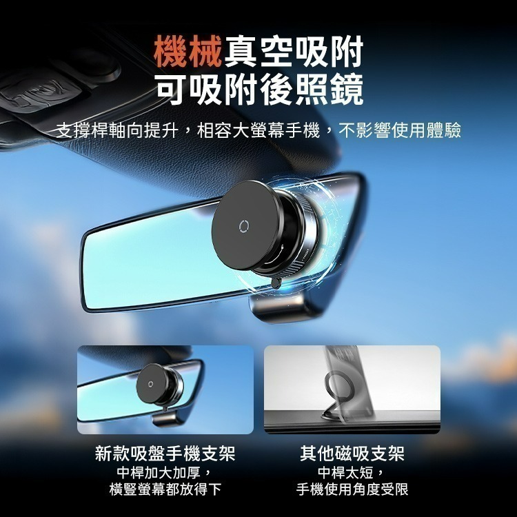 SHOWHAN 新款吸盤強磁雙圈N52吸車載旋轉支架手機支架K009-細節圖8