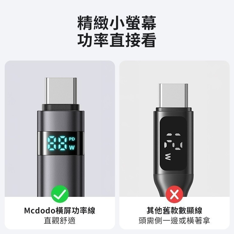 麥多多 橫屏系列功率數顯 3A USB-A to Lightning 快充線1.2m-黑 雙Type-C 100W-細節圖4