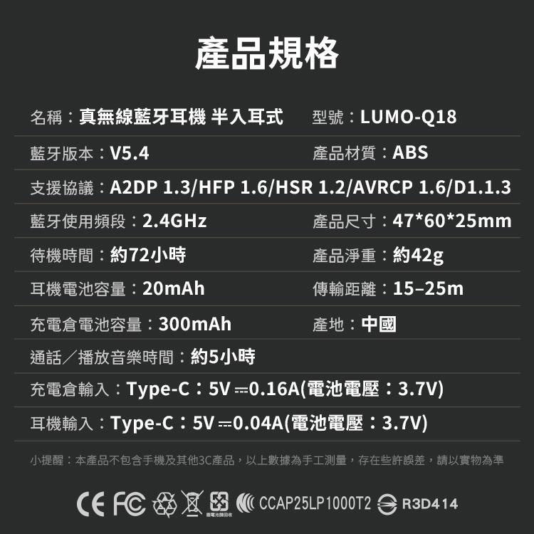 LUMO TWS Q18 真無線數顯藍牙耳機 半入耳式 V5.4-細節圖11