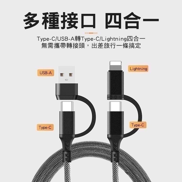 【7-ELEVEN 門市團購】4合1鋁合金屬編織PD快充線Type-C / Lightning 適用i15 16 17-細節圖4